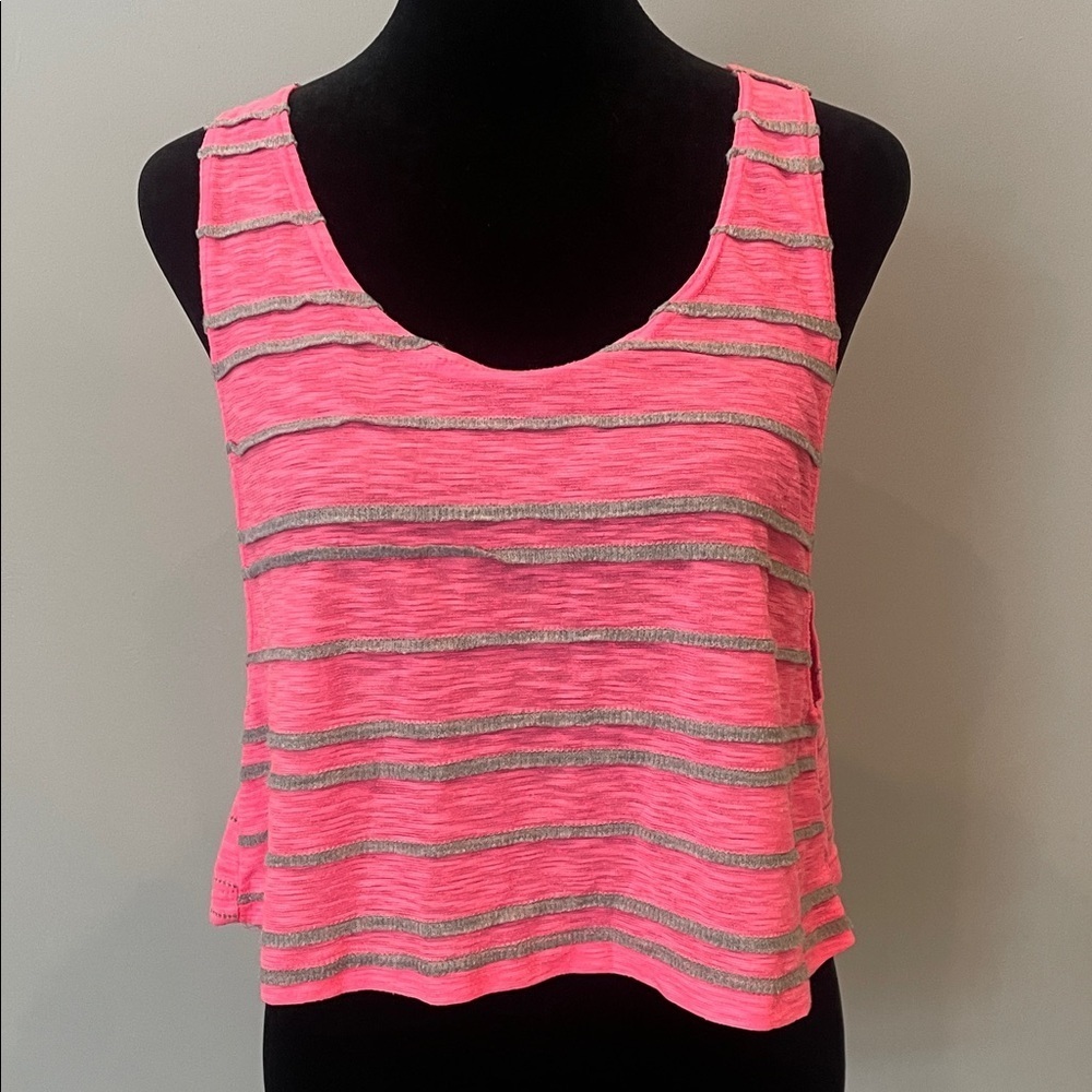 Pink and Gray Striped Women's Top Delia’s cropped tank top